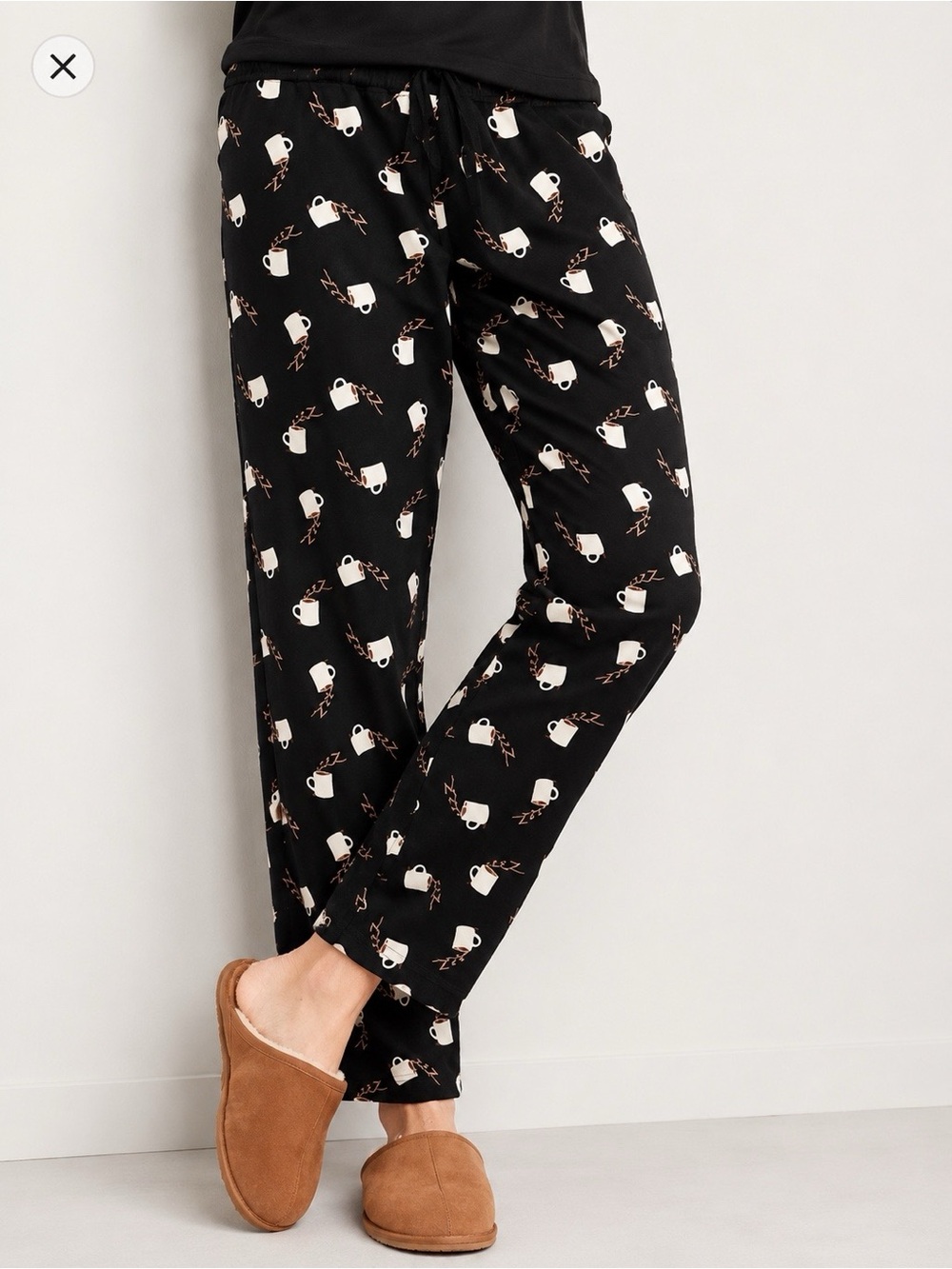 Old Navy Black Flannel Pajama Pants Coffee Mug Print Men's S